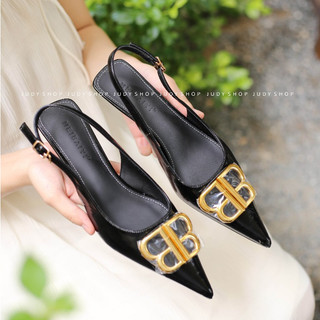 Giày Sandal MEIBAIY Slingback Mũi Nhọn Khuy B Cao 4p QCCC 