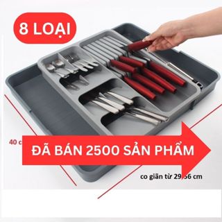 Khay chia thìa dĩa đũa lớn 8 ngăn nhựa dầy trong ngăn kéo tủ bếp