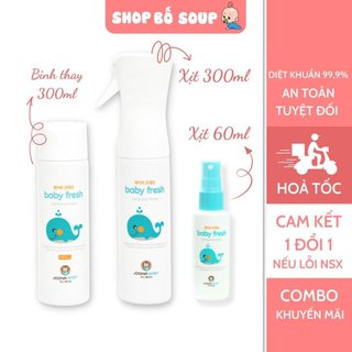Combo 3 chai xịt diệt khuẩn khử mùi Baby Fresh an toàn cho bé