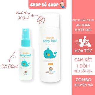 Combo xịt diệt khuẩn khử mùi chai nhỏ 55ml và lõi thay thế Baby Fresh an toàn cho bé