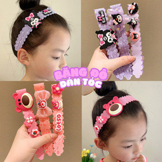 Set 3 băng đô dán tóc họa tiết hoạt hình, bờm cài tóc kiểu dán siêu tiện lợi cho bé gái