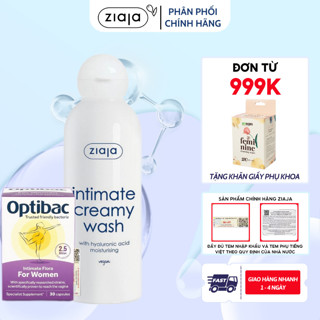 Bộ đôi Optibac tím for women 30 viên và dung dịch vệ sinh Intimate ZIAJA 200ml - chăm sóc, làm sạch cô bé cho các nàng
