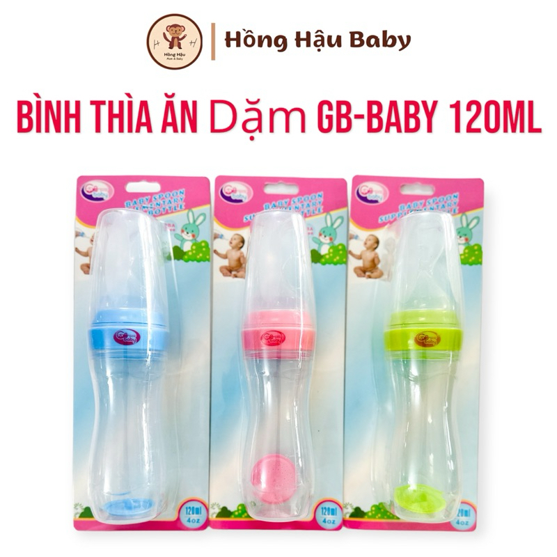 Bình thìa ăn dặm silicon cho bé GB-Baby, Dung tích 120ml. Hỗ trợ bé uống sữa, uống nước, ăn bột...