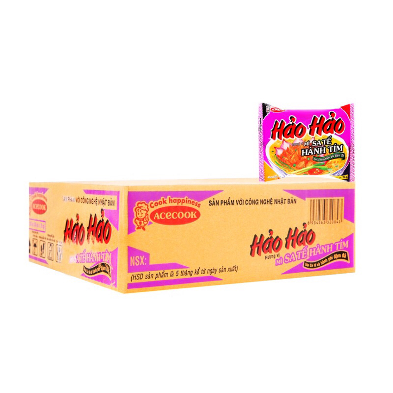 Thùng 30 gói mì Hảo Hảo sa tế hành tím