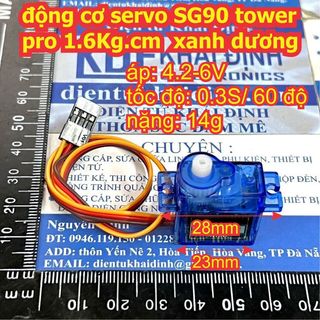 động cơ servo SG90 tower pro 1.6Kg.cm  xanh dương 180 độ / 360 độ kde2950