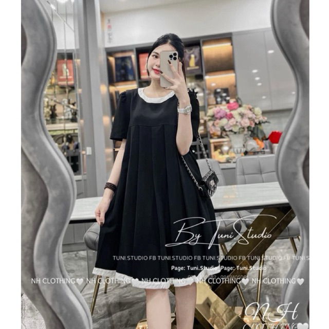 Váy dập li viền sm