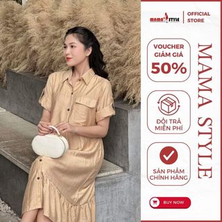Đầm bầu sơ mi đuôi cá, váy bầu Mama Style thanh lịch, sang trọng