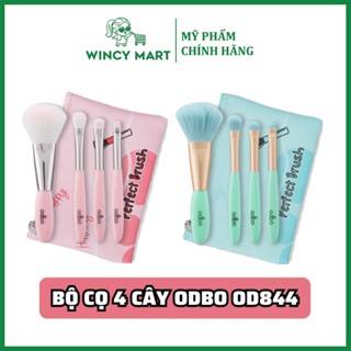   Nội Địa Thái  Bộ Cọ 4 Cây Odbo OD844 Perfect Brush Đánh Má Hồng Phấn Mắt Môi Và Mí Mắt Lông Mềm Mại Kèm Túi 
