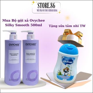 Dầu gội xả ovychee silky smooth shmpoo 500ml phục hồi tóc mềm mượt, ngăn dầu, ngăn gàu, chống rụng