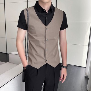Áo sơ mi nam cộc tay phối gile trẻ trung lịch lãm chất cotton mềm mát phù hợp mọi thời tiết T22