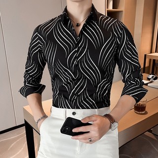 Áo sơ mi nam thời trang phong cách sang chảnh lịch lãm phối họa tiết H83