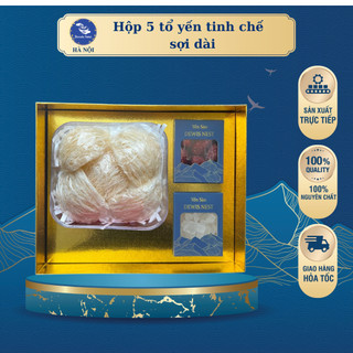  Hộp 5 Tổ Yến Sào Khánh Hòa Tinh Chế Sợi Dài Dewis Nest 100% Nguyên Chất,Sạch Lông  33g -Kèm Hộp Quà 