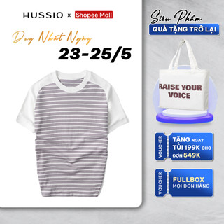 Áo thun nam Raglan LAREN vải Cotton Single sọc phối Pique  trẻ trung, năng động - HUSSIO
