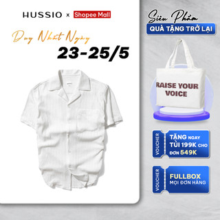 Áo sơ mi nam tay ngắn cổ vest Cuban ARESI vải Cotton dệt kim gân sang trọng, thanh lịch - HUSSIO
