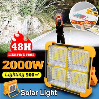 Đèn khẩn cấp mặt trời Năng lượng mặt trời 2000W Đèn pin Sạc lại Ngoài trời Không thấm nước Khẩn cấp DẪN ĐẾN