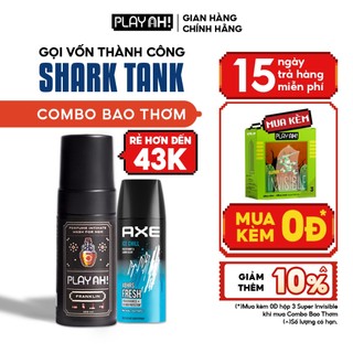 Combo Dung Dịch Vệ Sinh Nam PlayAh hương nước hoa Franklin/Mint Whisper tạo bọt 100ml và Xịt Khử Mùi Axe