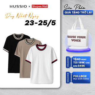 Áo thun cổ tròn WEDER vải Cotton thun gân mềm mịn, trẻ trung, năng động - HUSSIO