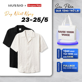 Áo sơ mi nam tay ngắn cổ vest Cuban JESTAR vải Đũi Embossing sang trọng, thanh lịch - HUSSIO