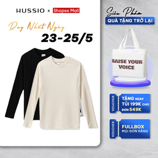 Áo thun nam tay dài DISKO vải Cotton thun gân co giãn, thoáng mát, dày dặn - HUSSIO