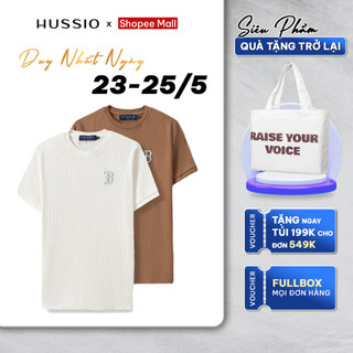 Áo thun cổ tròn BENZIMA vải Cotton dệt kim gân,co giãn, thoáng mát, dày dặn - HUSSIO