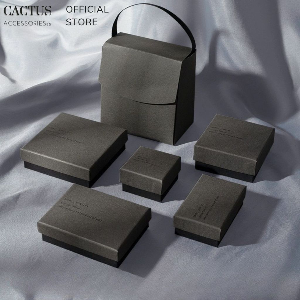 Hộp quà tặng, túi Zip, túi Zipper Hologram, đựng trang sức, hộp carton đen, hộp nhẫn -Cactus Accesso