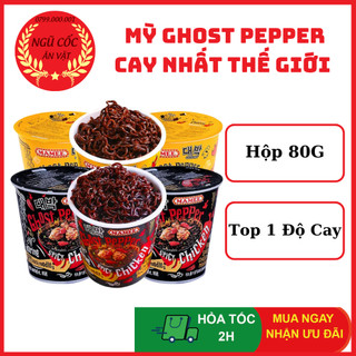 Mỳ Cay Ghost Pepper - Mì Gà Cay Nhất Thế Giới - Siêu Cay 1st - Hộp 80g - ngucoc_anvat