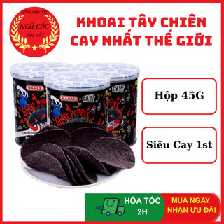 Khoai Tây Chiên Tiêu Đen Cay Nhất Thế Giới - Khoai Tây Ma Ghost Pepper - Hộp 45g - ngucoc_anvat