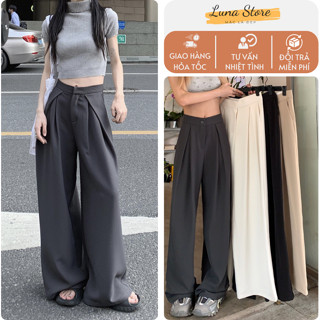 Quần ống suông nữ big size cạp cao dáng dài 103-105cm ôm eo khóa trước mềm mại, đứng form LUNA M909