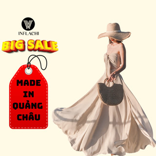 Set áo và chân váy crotop INFLACHI đầm maxi đi biển nữ kiểu Hàn Quốc buộc nơ ngực xinh hàng cao cấp 053 CT-21