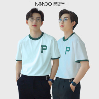 Áo Thun Trắng Trơn Cotton 250gsm Áo Phông Phối Họa Tiết Đơn Giản Phong Cách Hàn Quốc Thời Trang Nam MANDO PDN001
