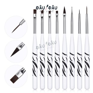 Set 8 cọ sơn móng tay cọ vẽ móng họa tiết móng chuyên nghiệp ngựa vằn - bộ 8 cọ làm móng chuyên dụng
