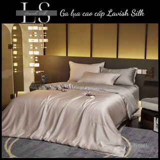 (New) Trọn Bộ Chăn Ga Gối Lụa Độc Quyền LAVISH SILK Cao Cấp Mát Lạnh Màu Hồng Phấn Mix Xám Ghi