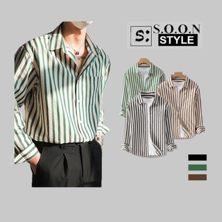 Áo sơ mi nam tay dài Soonvn cổ bẻ,vải Oxford họa tiết kẻ sọc co giãn thoáng mát,3 màu KD01