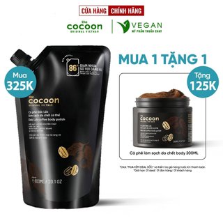 Cà phê Đắk Lắk làm sạch da chết cơ thể cocoon 600ml - VEGAN - Mỹ phẩm thuần chay