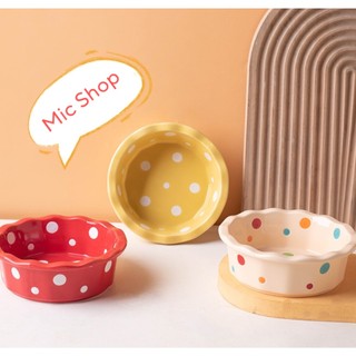 Bát sứ đơn, bát chấm bi cho thú cưng