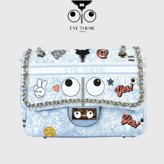 Túi dáng vuông họa tiết dễ thương logo con mắt Eyetheme 2111 - Running Chain Flap Shoulder Bag