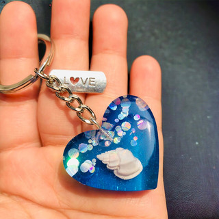 Móc khóa Ốc thật handmade epoxy resin keychains quà lưu niệm độc đáo