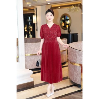 Đầm trung niên dập ly cao cấp freesize ladyshop t353 t354 t355 t356