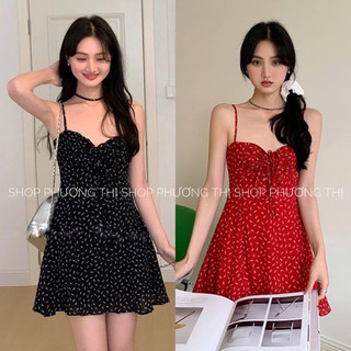 Đầm hai dây - Váy hai dây hoạ tiết HOA LÁ lạ mắt cho mùa hè rực rỡ