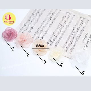 Hoa voan, hoa cài áo, HOA VOAN NHŨ Kidcare 5.5cm, hoa dùng làm hoa cài áo, handmade, trang trí tóc, nơ kẹp tóc