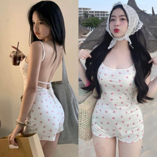   Hàng loại 1  Jumpsuit hoa nhí nữ bodysuit set áo liền quần hở lưng ôm sát buộc dây sexy quyến rũ 