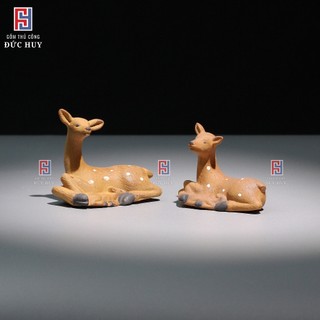 Tượng gốm con Nai - trang trí hòn non bộ - trang trí chậu cây bonsai