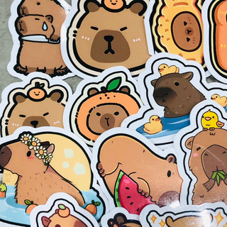[Capybara] Set 20 sticker trang trí dễ thương, miếng dán sổ tay - Sticker, Hình dán Anime