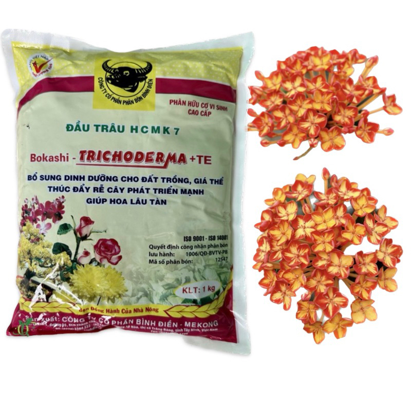 Gói 1 ký Phân đầu trâu hữu cơ Trichoderma + TE,dùng bón gốc