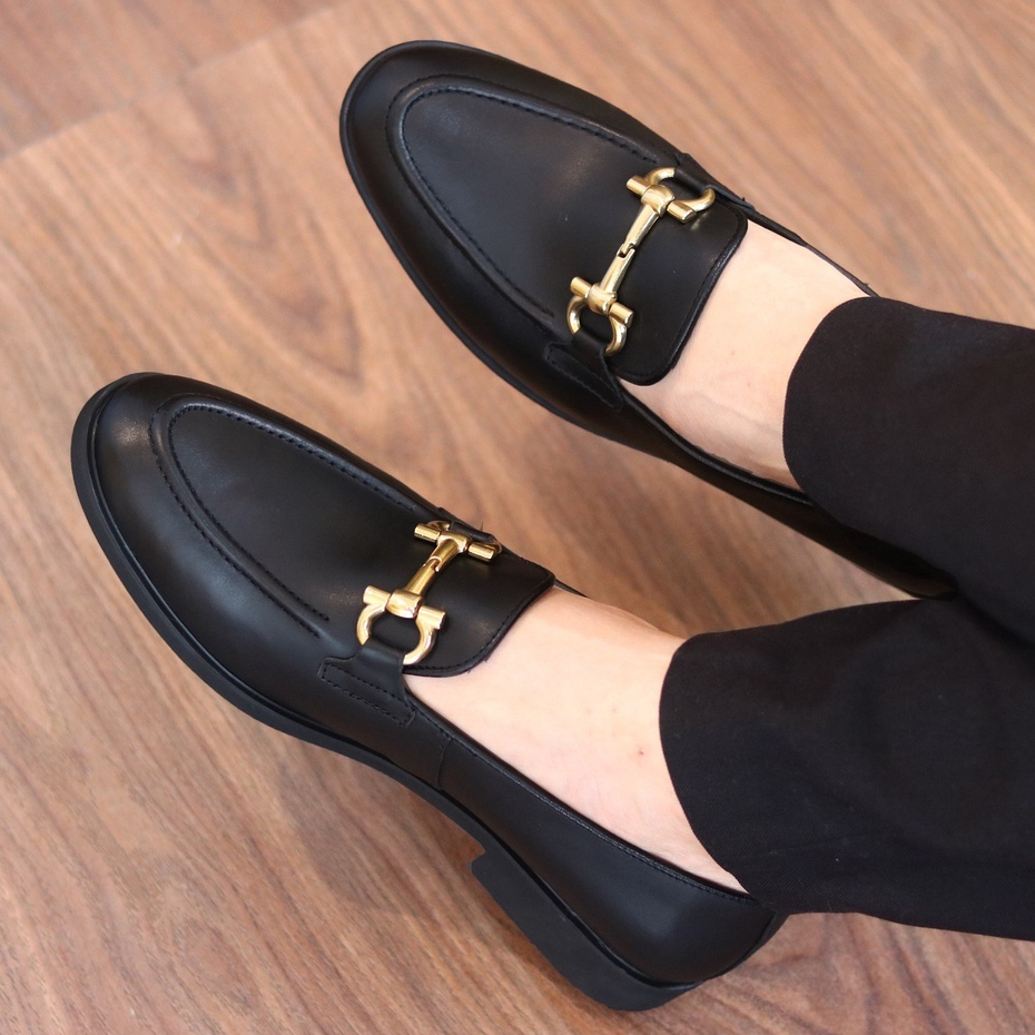 Giày Lười Nam Công Sở Da Bò Thật Size 38 Đến 43 Màu Đen G01 HotTrend 2024