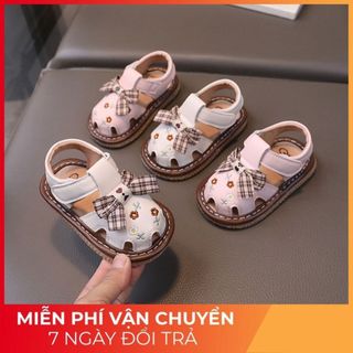  Dép sandal tập đi nơ da mềm có còi CHIP CHIP HOT 2025 mã L-3 Quảng Châu cao cấp cho bé gái từ 6 tháng đến 2 tuổi 