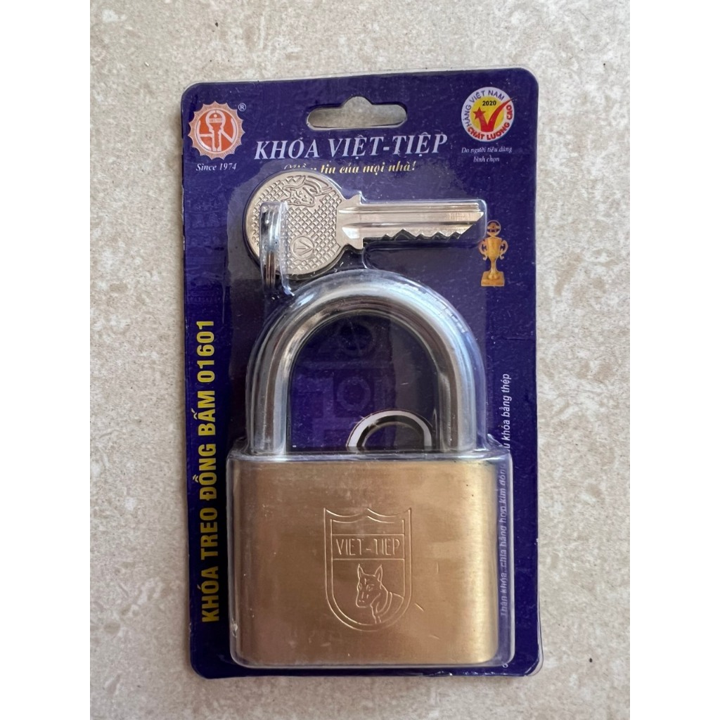 Khóa treo đồng bấm 01601 - Khóa Việt Tiệp chính hãng 1601