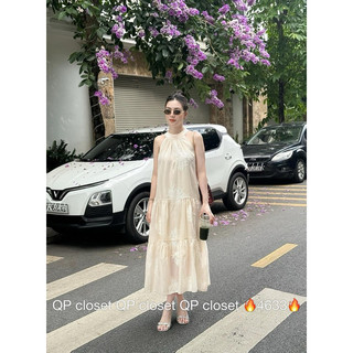 Váy tơ cổ yếm thêu hoa xinh ngất