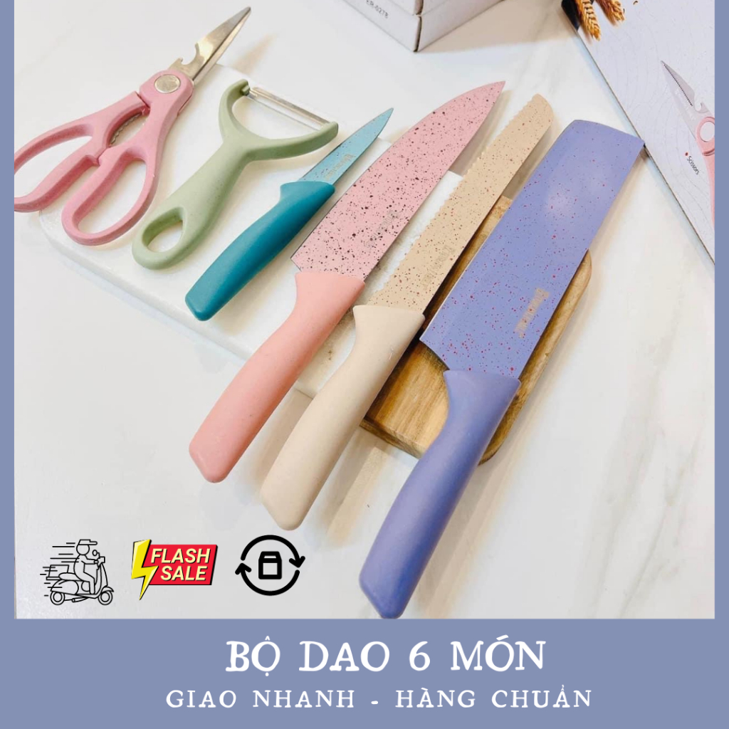 { Hỏa Tốc } Bộ Dao 6 món tiện lợi làm từ lúa Everrich