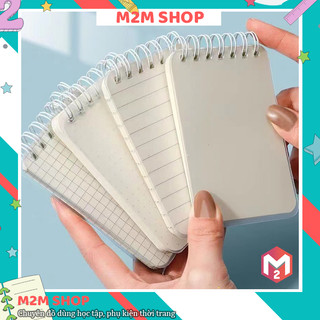 Sổ tay lò xo dọc bìa nhựa trong suốt khổ A7 80 tờ, sổ tay mini bỏ túi tiện dụng